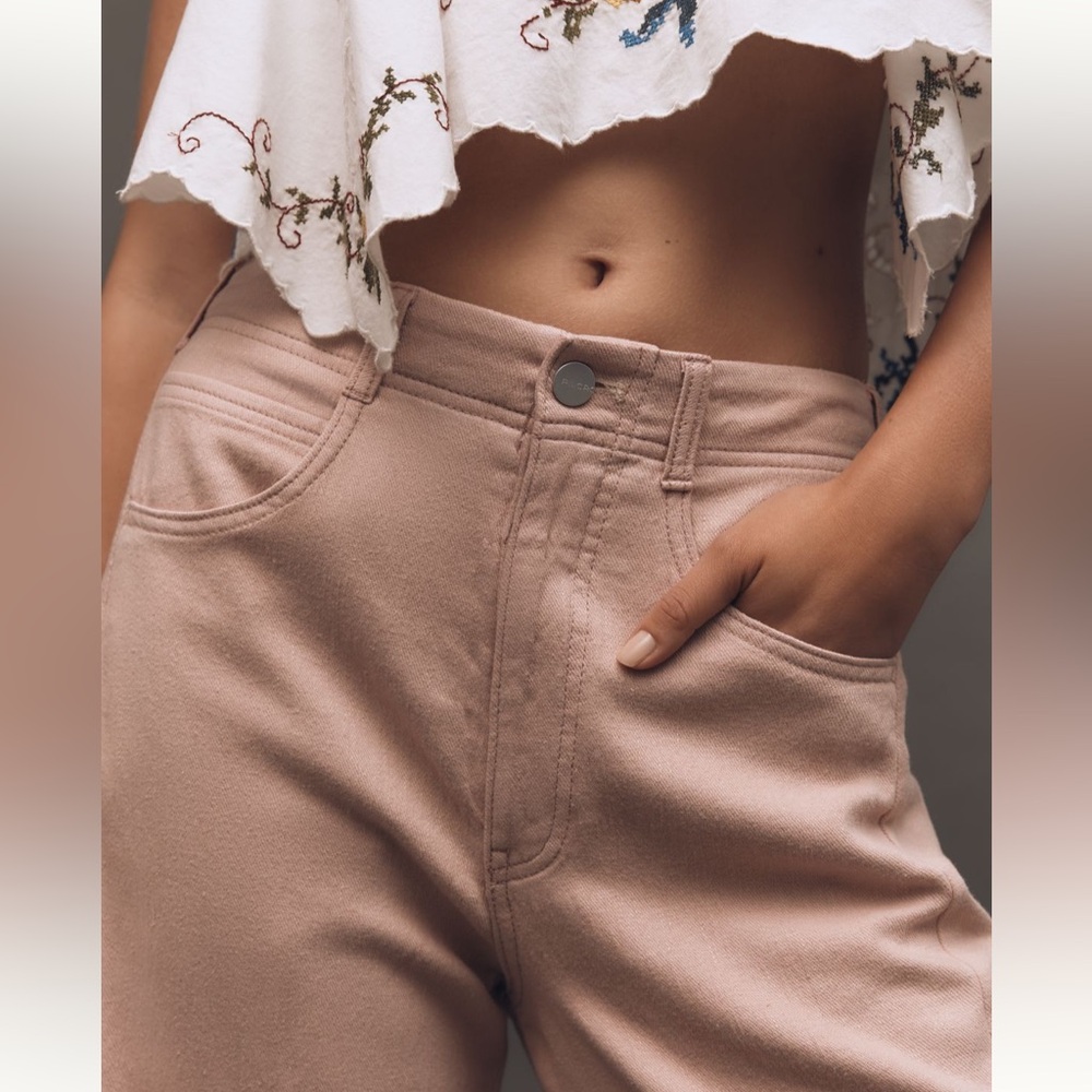 NWT Anthropologie Pilcro Adi Linen blend Crop Mid-Rise Flare Pants Size 30 Tall - Picture 2 of 9